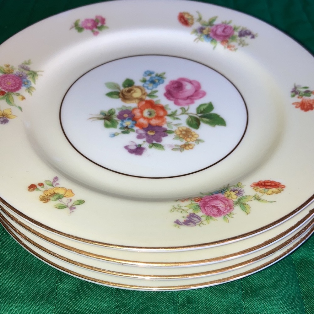 ROSE CHINA made in Occupied Japan, set of 4 gilded dessert plates $31